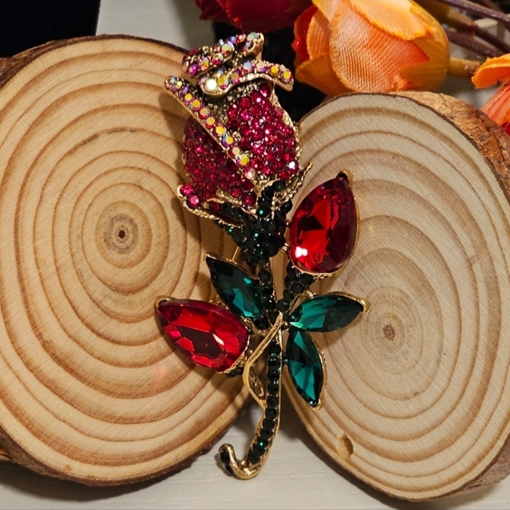 Vintage Rose Flower Brooch